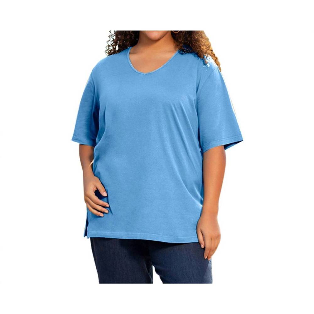 NEW ON THE PLUS SIDE cotton short sleeve tee - plus in vista